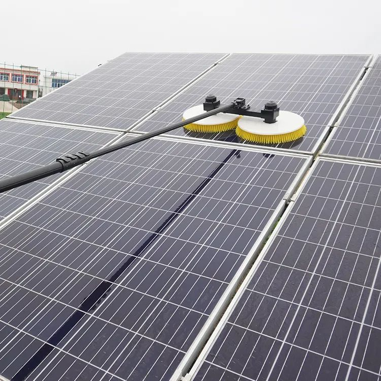 Cleaning Solar Panels with Electric Solar Panel Brush